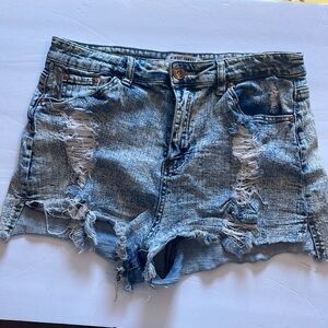 Almost famous, super high rise shorts extremely distressed. Size13.